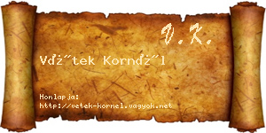 Vétek Kornél névjegykártya