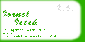 kornel vetek business card